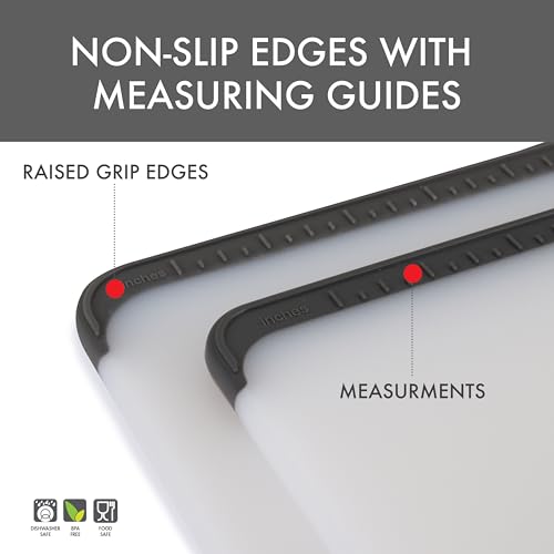Dexas Non-Slip Cutting Boards with Non-Slip Measuring Guides, 2-Pack. Set includes Boards that measure 13"x 9" and 8"x 6.5" - size: 13"L x 9"W
