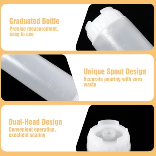 Grevosea 2 Pcs 24oz Inverted Squeeze Bottles, Valve Condiment Dispenser - color: White, size: 24 Ounces