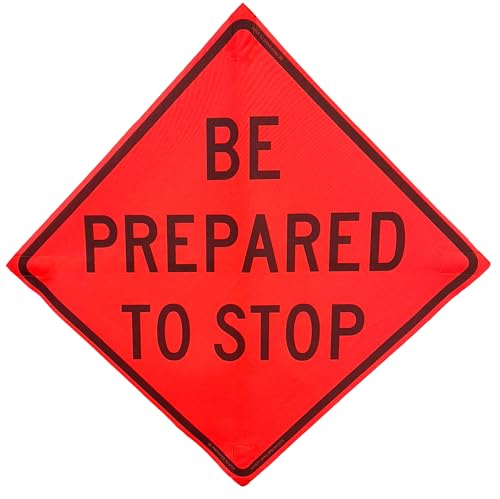 36"x36" Be Prepared to Stop Orange Mesh Roll-Up Signs 4-Pack - color: Be Prepared to Stop