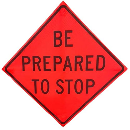 36"x36" Be Prepared to Stop Orange Mesh Roll-Up Signs 4-Pack - color: Be Prepared to Stop