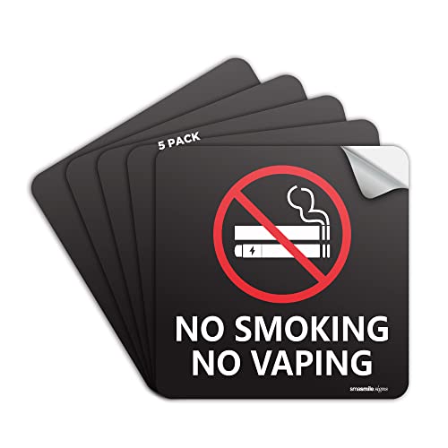 No Smoking Signs for Business, 5 Pack 6" x 6" No Smoking Stickers, Premium Self-Adhesive-UV Resistant-Waterproof-Anti Scratch for Indoor and Outdoor