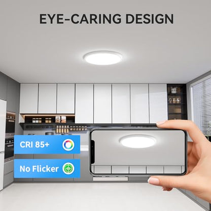 WKONCLDY 3200lm LED Flush Mount Ceiling Light, Super Slim 12 inch LED Ceiling Light, 5000K LED Ceiling Light for Bedroom, Living Room, Dining Room (White, One Pack) - color: White, size: 12in-1Pack