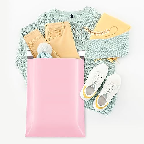 Fuxury 500 Pcs Poly Mailers 14.5x19", Bulk Shipping Bags for Clothing Pink - color: Light Pink, size: 14.5x19" 500pcs