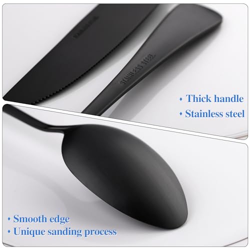 Skull Silverware Set SANLUNS 40 Piece Matte Black Unique Flatware Set for 8,Stainless Steel Fine Dining Utensils Spoons,Forks,Knife Pattern Tableware Durable Cutlery Halloween Home Kitchen,Dishwasher - color: Matte Black-Halloween/40picecs