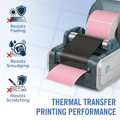 4" X 6" Direct Thermal Shipping Labels | Pink | 1" Cores w/Perfs Easy Tear | Made in USA | Printing Label | 250 Labels | 250 Labels per Roll | 1 Rolls | Blank Labels - color: Pink