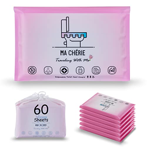 MA CHÉRIE Disposable Toilet Seat Covers, 60 Sheets (6 Packs x 10), Extra Large, Flushable, Travel & Family Friendly - size: 1 Count (Pack of 60)