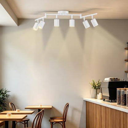 LED 6 Light Track Lighting Kit, 48" White 6 Way Ceiling Spotlights Fixture, 3 CCT Adjustable, with Flexibly Rotatable Light Heads for Kitchen, Living Room, Bedroom, Includes 6 x GU10 Bulb - color: White, size: 6