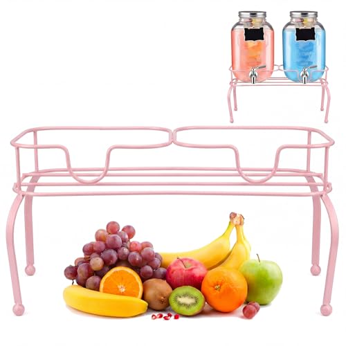 Blulu 2 Compartment Metal Drink Dispenser Stand, Pink 2 Gallons Stand Only - color: Pink, size: 2 Compartments, 2 Gallons