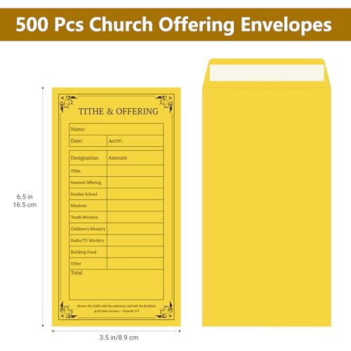 zmybcpack 500 pcs Kraft Tithe and Offering Envelopes for Church, 6.5"x3.5"