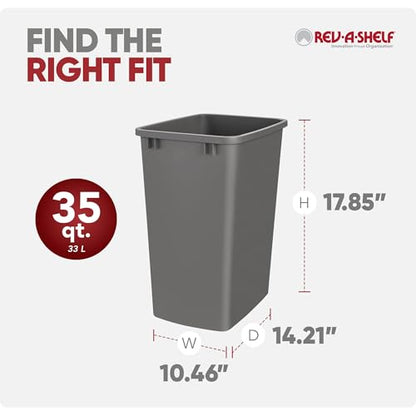 Rev-A-Shelf Double Pullout Garbage Trash Cans for Kitchen Cabinets, 35 Qt - color: Dark Gray, style: 2 Pack