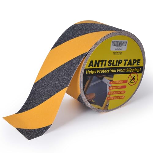 TAPEBEAR Black Yellow Anti-Slip Safety Tape 4inch x 60feet - color: Yellow&Black, size: 4in x 60feet