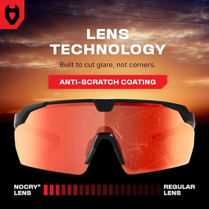 NoCry Anti-Fog Safety Sunglasses for Men and Women — Work Sunglasses - color: Black & Red