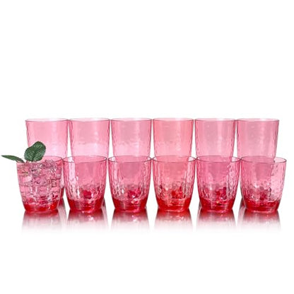 15-Ounce Plastic Tumblers (Set of 6), Reusable Plastic Mugs, BPA-Free Acrylic to Drink Mugs, Shatter Resistant, Textured Interior, Dishwasher Safe (Red, 15 Ounce) - color: Red, size: 15 Ounce