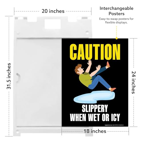 Caution Slippery When Wet Or Icy Folding Floor Sign, 18x24 Inches, Portable A Frame, Made in USA by My Sign Center - size: 18x24 Plastic
