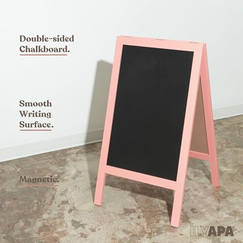 Ilyapa A Frame Chalk Board Easel Sign 40x20 in - Sandwich Signs Outdoor - color: Pink