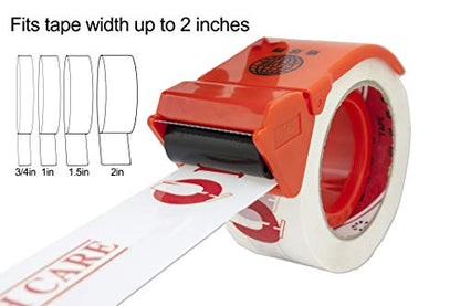 Handheld Easy Tape Dispenser - Side Load Lightweight Industrial Tape Cutter for up to 2" Inch Width Tape. Easy Grip Flow Simple Sealer for Office, Commercial Operation, Shipping, Carton Sealing