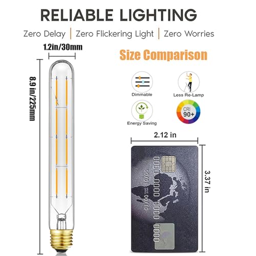 T10 Tubular Light Bulbs E26 Dimmable Led Bulbs 8W Led Edison Bulb 3000K - color: 8w=75w Soft White 3000k