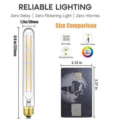 T10 Tubular Light Bulbs E26 Dimmable Led Bulbs 8W Led Edison Bulb 3000K - color: 8w=75w Soft White 3000k