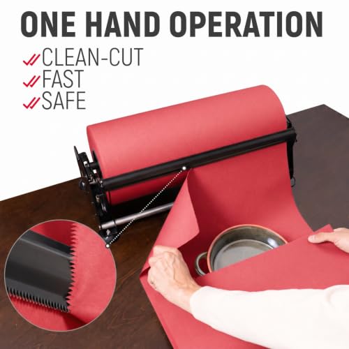 18" Paper Dispenser with Cutter + Red Kraft Paper Roll - color: Red, size: 1 Roll + Dispenser