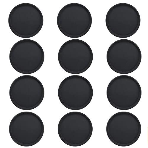 TrueCraftware- 11" Round Non-Slip Serving Trays Black Set of 12- Restaurant Serving Tray Rubber Lined Serving Tray Serving Coffee Appetizer Breakfast Perfect for Kitchen Café Hotel and Restaurants - color: Set of 12, size: 11 Inch