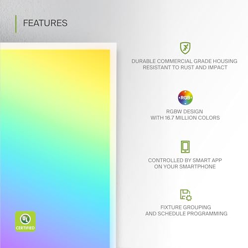 ASD 2x4 RGBW Smart LED Flat Panel Light, 3500K 4000K 5000K UL 2 Pack - color: RGBW, size: 2X4