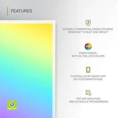 ASD 2x4 RGBW Smart LED Flat Panel Light, 3500K 4000K 5000K UL 2 Pack - color: RGBW, size: 2X4