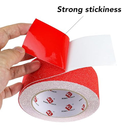 BOMEI PACK Anti Slip Traction Tape,2 Inch x 16.5 Ft,Heavy Duty Non Slip Tape,Grip Tape for Stairs, Tread Step, Indoor & Outdoor Use,Waterproof Stairs Non Skid Treads (Red) - color: Red