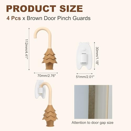 uxcell 4 Pcs Silicone Door Pinch Guard, Hanging Finger Pinch Guard, Brown - color: Brown