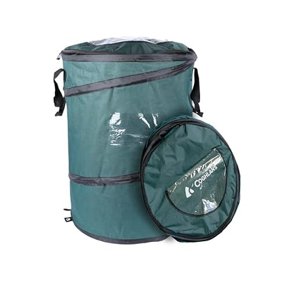 Coghlan's Deluxe Durable Pop-Up Trash Can – Collapsible Garbage Bin with Zippered Lid, Bag Clips, and Anchoring Points for Camping, Home, and Outdoor Use – 29.5 Gallon - color: Green