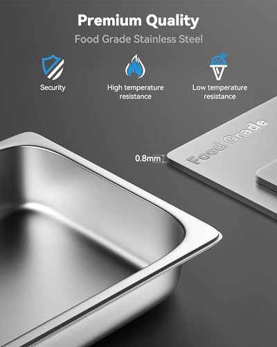 ZeroPone Hotel Pans with Lids, 4 Pack Full Size, 2.5" Deep - color: 2.5" Deep 4 Pack, size: 1/1 Size
