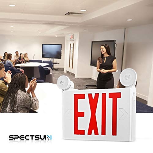 SPECTSUN 6 PACK Led Exit Sign with Emergency Lights &Battery Backup Operated Powered Red Exit Lights Exit only Sign-Double Face UL Listed 120-277VAC Fire Exit Signs Lighting for Room,Street,Window. - size: 6 PACK