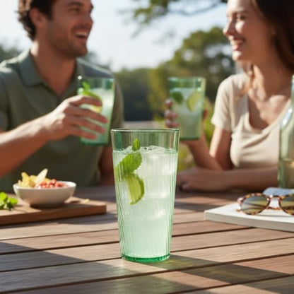TrueCraftware- 20 oz. Belize Tumbler/Drinking Cups Green Polycarbonate Set of 12-Premium Iced Tea Glasses Stackable Reusable Drinking Glasses Dishwasher Safe Break-Resistant for Home Restaurants - color: Green, size: 20 oz