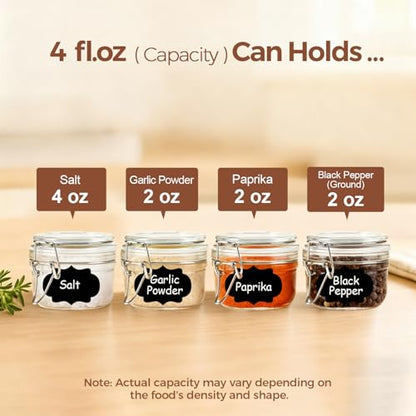 ComSaf Small Glass Spice Jars with Airtight Lids 4 oz 12 Pack Mason Pantry - size: 4 fl oz x 12
