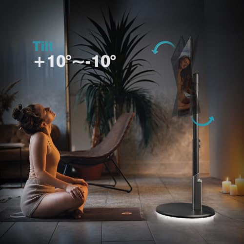 Floor Mobile TV Stand with Power Outlet, Rolling TV Cart for 27-70 Inch OLED LED Monitors, 6 Levels of Height Adjustment, Ambient Lighting on The Bottom Wheels Holds up to 88lbs, 400x400mm - color: Black