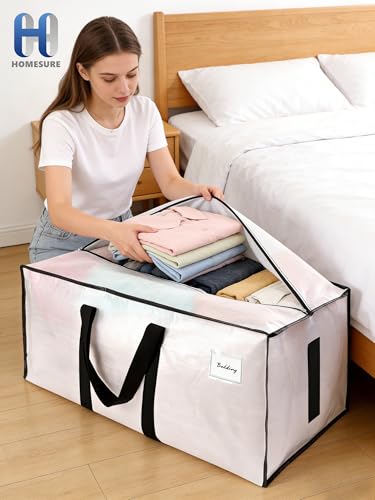 HOMESURE Supports 200lbs Heavy Duty Moving Bags - Strong Zipper & Wrap-Around Handles - Water-Resistant Storage Totes, Durable Alternative to Moving Boxes - 8 Pack - Semi-Transparent - color: Semi-Transparent