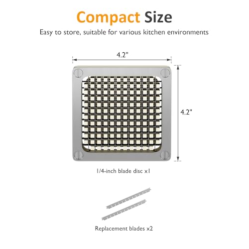 Sunvivi 1/4inch Replacement Chopper Blade,Silver Commercial Vegetable Chopper Dicer with Stainless Steel Blade and Pusher Block, Blade for Fruit Cutting Machine Tomato onion French Fries Cutter - size: 1/4inch Blade