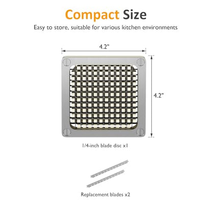 Sunvivi 1/4inch Replacement Chopper Blade,Silver Commercial Vegetable Chopper Dicer with Stainless Steel Blade and Pusher Block, Blade for Fruit Cutting Machine Tomato onion French Fries Cutter - size: 1/4inch Blade