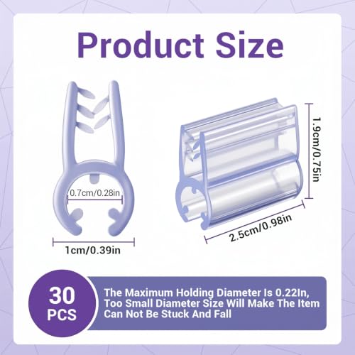 30Pcs Grid Wall Accessory Sign Holder Clip PVC Blue 0.98x0.75 in