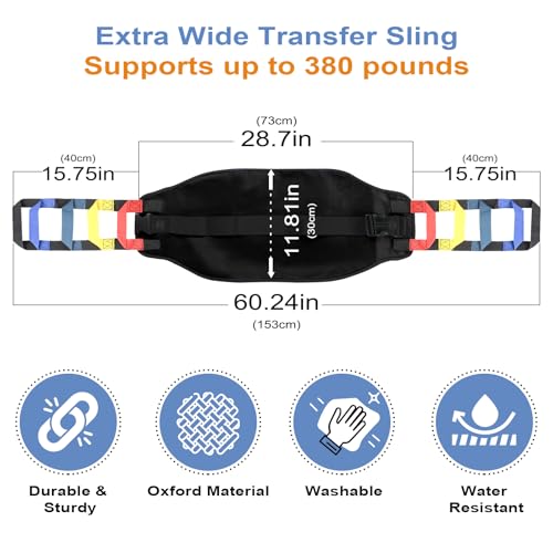Transfer Sling, Transfer Belt for Elderly, Gait Belts for Seniors - color: Black 1