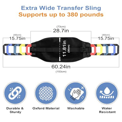 Transfer Sling, Transfer Belt for Elderly, Gait Belts for Seniors - color: Black 1