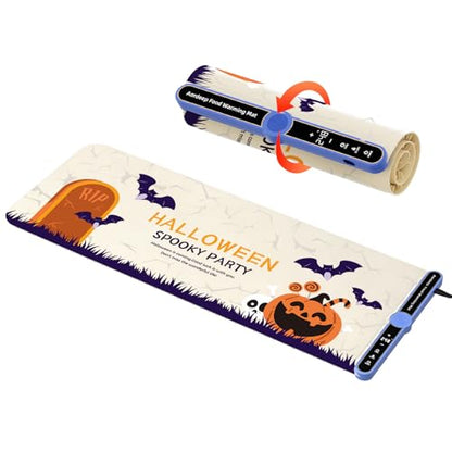 Extra Large Warming Mat for Food 40”X15” Silicone Portable Halloween Style - size: Halloween Pattern-XXL