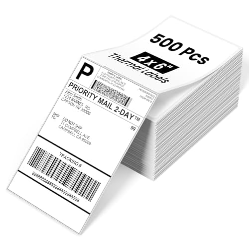 Phomemo 4x6 Thermal Shipping Labels 500 PCS Fanfold Labels for Address Mail - color: White, size: 4x6*500