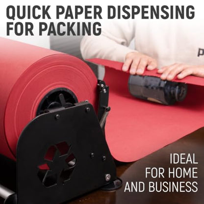 18" Paper Dispenser with Cutter + Red Kraft Paper Roll - color: Red, size: 1 Roll + Dispenser