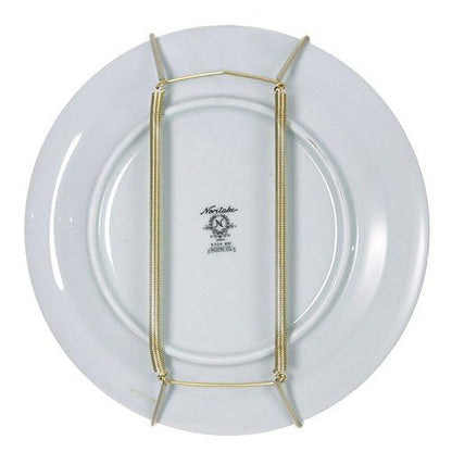 Rocky Mountain Goods Plate Hanger for Wall and Mounting Hardware - Fits Decorative Plates and platters - Heavy Duty Polished Brass - Vinyl Non Scratch Hooks - Includes wall Mount kit (8" - 11") - size: 7" - 10"