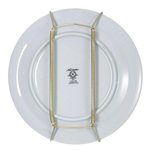 Rocky Mountain Goods Plate Hanger for Wall and Mounting Hardware - Fits Decorative Plates and platters - Heavy Duty Polished Brass - Vinyl Non Scratch Hooks - Includes wall Mount kit (8" - 11") - size: 7" - 10"