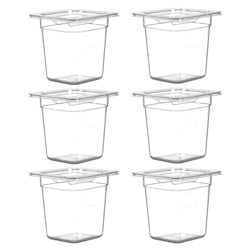 West Bay 6-Pack 1/6 Size 6''Deep NSF Polycarbonate Food Pans with Lids - color: 6" Deep 6 Pack, size: 1/6