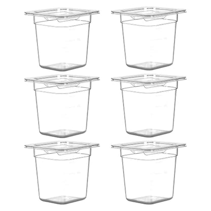 West Bay 6-Pack 1/6 Size 6''Deep NSF Polycarbonate Food Pans with Lids - color: 6" Deep 6 Pack, size: 1/6