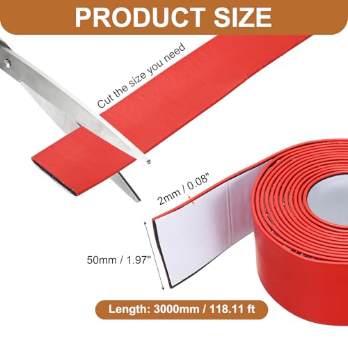 Smoke Fire Seal Strip 9.8Ft 50mm/1.97" Wx 2mm/0.08" T Red - color: Red, size: 9.8FT x 50mm / 1.97" W x 2mm / 0.08" T