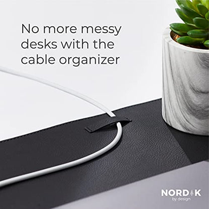 Nordik Leather Desk Mat - Pebble Black - Large Leather Desk Pad 35x17 in - color: Pebble Black