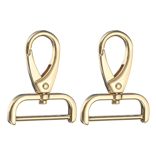 HARFINGTON 2Pcs Detachable Snap Hook Swivel Clasp 1 1/4" D Ring with Swivel Lobster Claw Clasps Hook for Purse Strap Keychain Bag DIY Craft, Gold - color: Gold, size: 1 1/4"